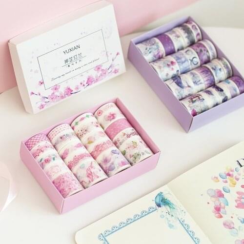 20pcs/lot pink flower Unicorn Bullet Journal Washi Tape set Adhesive Tape DIY Scrapbooking Sticker Label Japanese Masking tape