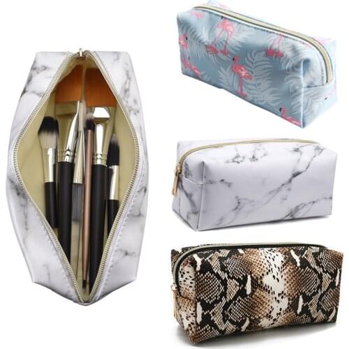 Makeup Bag Organizer Set Portable Large lady Cosmetic Pouch Travel Holder PU Handbag Zipper Pencil Storage Box