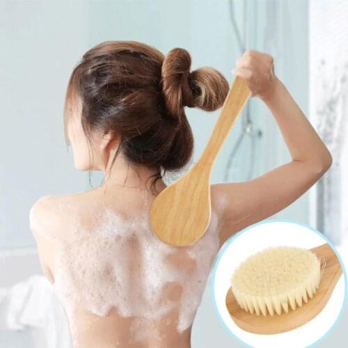Natural Bristle Bath Brush Exfoliating Wooden Body Massage Shower Brush SPA Woman Man Skin Care Dry Body Brush