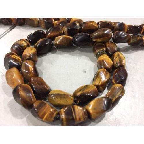 Natural 12x16MM tiger eyes twist-Shape loose beads necklace 18" 36"