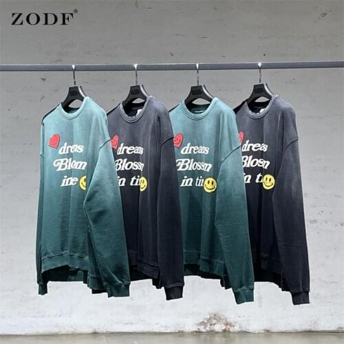 ZODF New Men Autumn Foaming Printing Cotton Hoodies Kanye West Oversized Washed High Street Sweatshirts Pullover Vintage H0182
