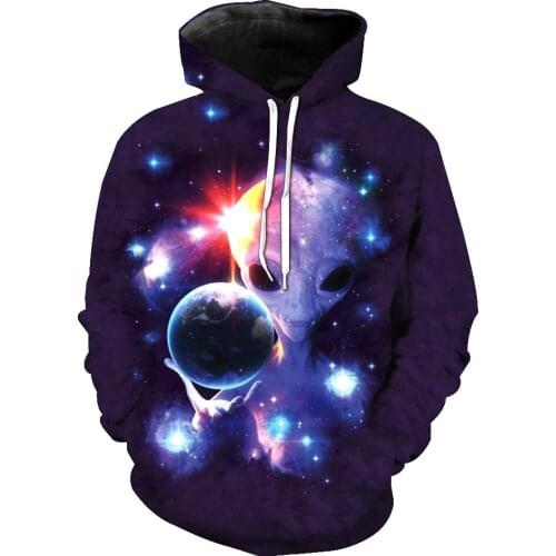 Papertiger Colorful Starry Sky Big Eyes Alien Print Cool 3D Hoodie