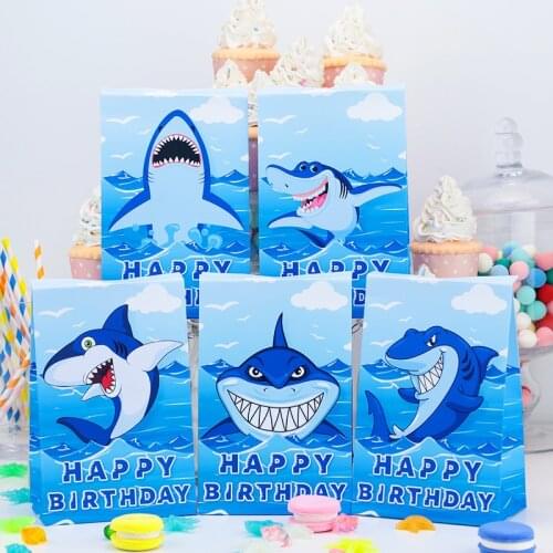 Shark Party Gift Bag Birthday Party Favor Box Candy Bags For Kids Sharks Themed Party Supplies Decorations Goodies Treat Boxes