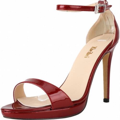 Open Toe Fashion Platform Women Gladiator Sandals Patent Leather Buckle Thin High Heels Shoes 2021 Summer Woman Party Dress Pump