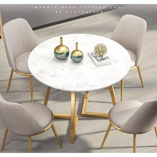 Table and chair combination round marble table leisure reception round table one table four chairs
