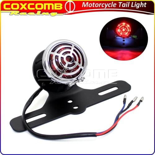 Motorcycle LED 12V Retro Taillights Licence Plate Lights Bracket Brake Stop Light For Honda Kawasaki Suzuki Chopper Custom