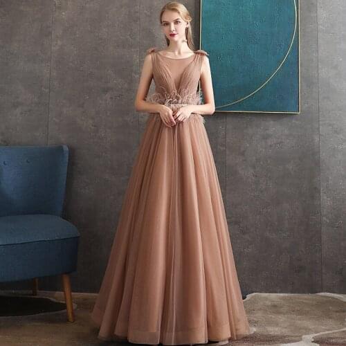 Vintage Tulle Evening Dress Scalloped-Neck A-Line Long Prom Dress Hande Made Pleats Pageant Women Dress Real Photo