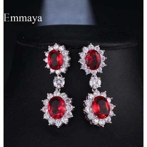 Emmaya Brand Trendy Silver Color Stud Earrings High Quality 3 Colors Cubic Zircon Earrings Women Wedding Party Jewelry Gift