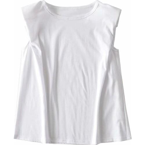 Solid Color Wild Loose Loose Slim Top 2021 Summer Womens New Design Sense Niche Trendy Shoulder Pad Profile Vest T-Shirt