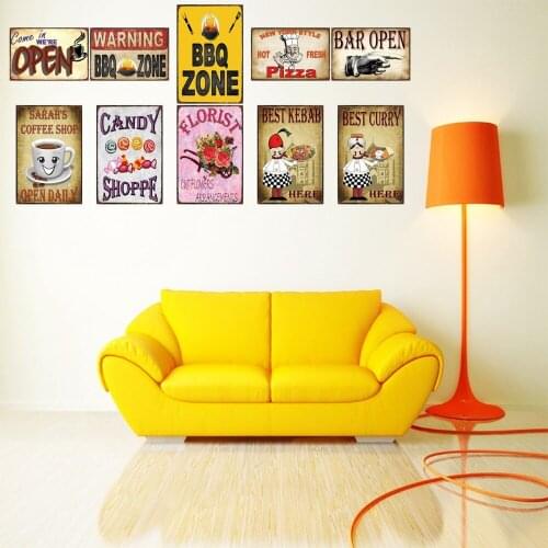 BBQ Zone Vintage Metal Sign Food Metal Plaque Wall Pub Restaurant Shop decorations For Home Art Decor Iron Poster DU-2013