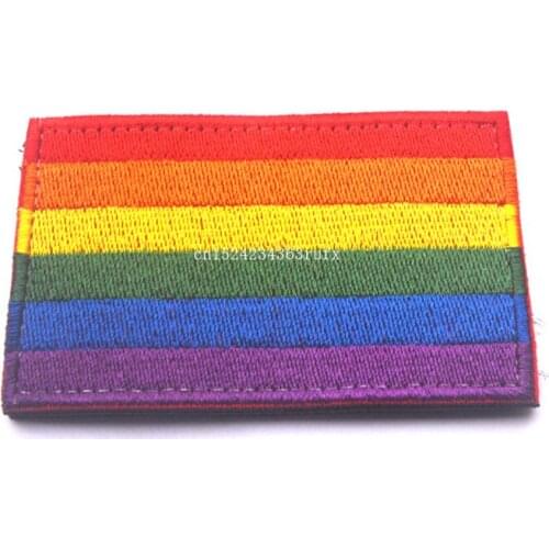 100pcs Rainbow Gay Pride Flag Embroidered Iron Crest Badge For Clothing Clothes Baseball Cap Bag