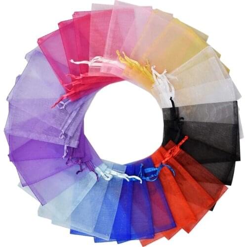 100Pcs Organza Bags Party Gift Bags 9 X 12Cm, Organza Pouches Wedding Favour Bags,Small Candy Jewellery Bags(Multicolor)