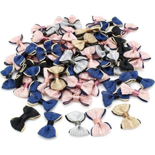 20pcs/lot 25mm*35mm mini Fabric bows jewelry ornament satin ribbon bowtie DIY Craft Wedding Scrapbooking Decoration Supplies