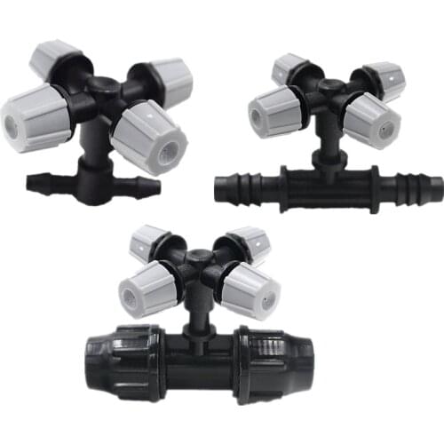 20PCS Grey Cross Misting Sprinkler With Barbed Tee Garden Flower Watering Micro Drip Irrigation Fittings