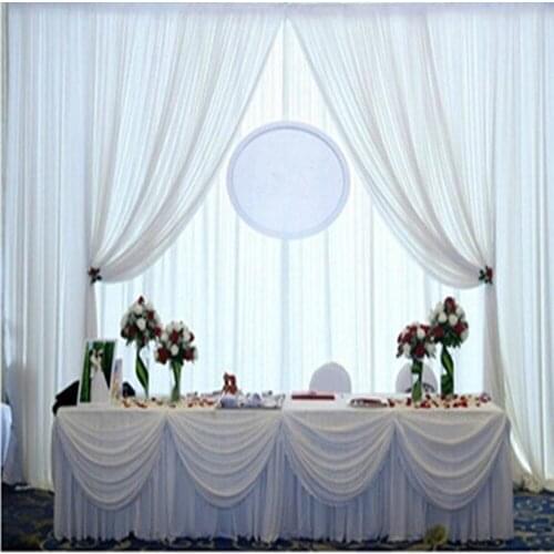 3*6m party backdrop White Wedding Swags Drapes Wedding Backdrops Curtain 20ft (w) x 10ft (h) for Wedding Party Decoration