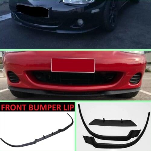 For Mazda Miata MX5 NB CUPRA R Front Bumper Lip Universal 3pcs Diffuser Black Bumper Lip Spoiler Body Kit Tuning Protector
