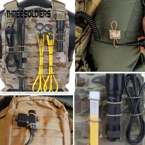 4PCS In 1 Set Tactical MOLLE Elastic Molle nylon Ribbon Buckle Tactical Binding Retainer For PTT Antenna Stick Pipe