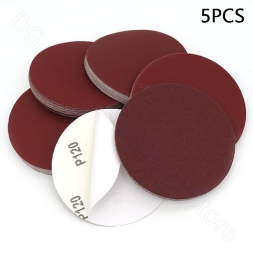 5pcs Sandpaper 5 Inch 125mm Backing Adhesive Red Round Dry Sanding Paper 60 80 100 120 150 180 1200 1500 2000 Grit