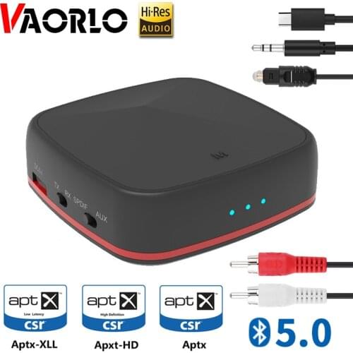 VAORLO CSR8675 Bluetooth 5.0 Audio Transmitter Receiver Aptx HD/LL Low Latency Wireless Adapter 3.5MM AUX RCA SPDIF For TV PC