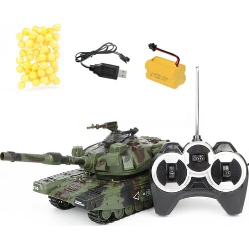 War Series 1:32 Tank Remote Control Car 2.4G Radio Remote Control Cars M1A2 T90 Tank 360 Rotatable Turret Toys for Children