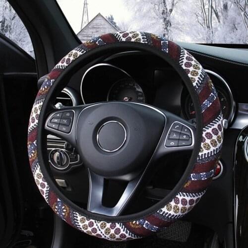 Car Accessories Elastic Car Styling Ethnic Style Car Steering Wheel Cover Linen Universal