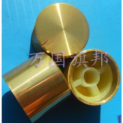 Free Delivery.Aluminum knob potentiometer knob light gold 17 mm high 21 * 17 to 21 mm in diameter