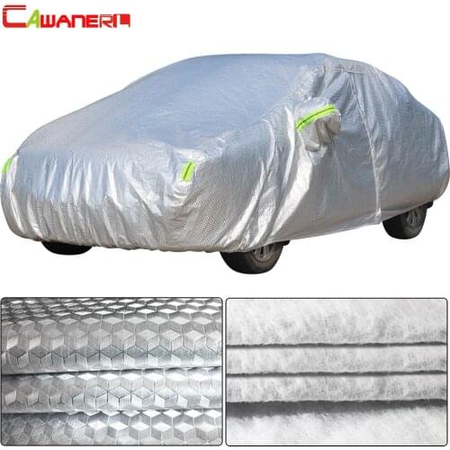 Cawanerl Thicken Car Cover Aluminum Foil PP Cotton Waterproof Anti UV Sun Rain Hail Snow Resistant Dust Proof Full Cover For Car