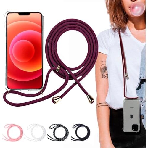 Case with strap for iPhone 12 11 Pro 11 Pro iPhone XR X and XS transparent silicone case with colorful cord