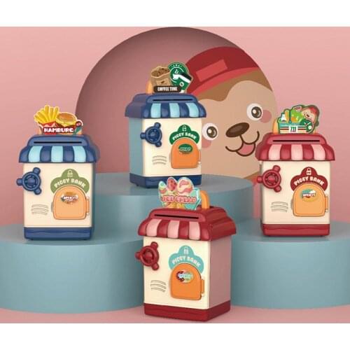 Kids Cute Piggy Bank Simulation Gift Fingerprint Password Storage Tank Educational Toy for Children Pretend Play