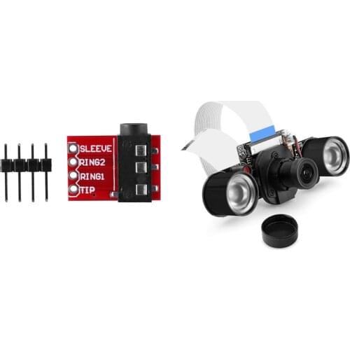 TRRS 3.5Mm Jack Breakout Board With Night Vision Camera Module For Raspberry Pi 4, Video OV5647 Sensor Webcam Kit