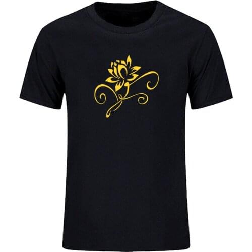 Summer casual print creative lotus art design funny short sleeve T-shirt mens T-shirtn