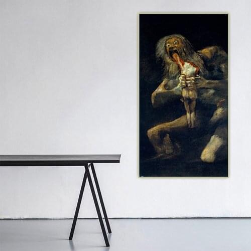 Holover Francisco Goya"Saturn Devouring His Son"Canvas Oil Painting Western Art Decor Poster Wall Aesthetic Home Decoration