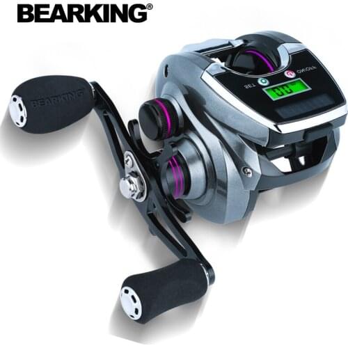 BEARKING 8.0:1 6+1BB Fishing baitcasting Reel 10KG power Low Profile Line Counter Fishing Tackle Gear with Digital Display