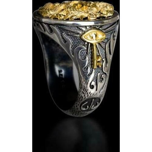 Gold Men Ring Carved Black Plated Rings Chinese Dragon Party Jewelry US Size 8-13 Cool Punk Style Personality New Elegant