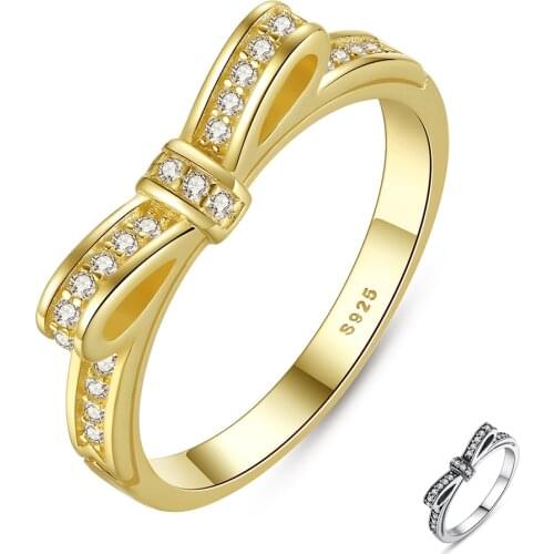 ZEMIOR Silver 925 Rings For Women Kpop Style Bow-Knot Ring Female 5A Cubic Zirconia Wedding Fine Jewelry Gift For Girlfriend
