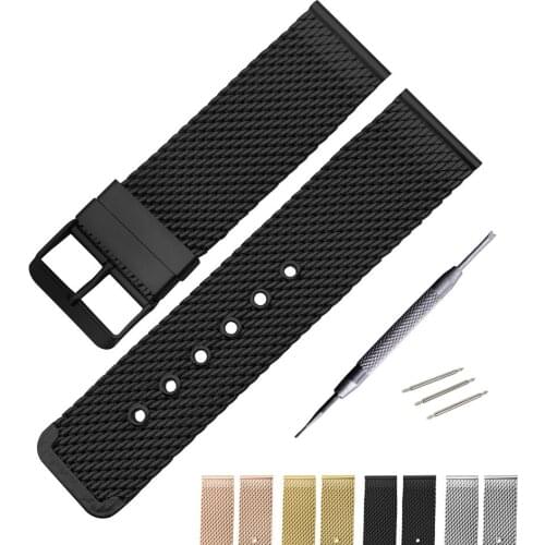 Milanese Stainless Steel Strap 18mm 20mm 22mm 24mm Metal Watch Band Link Bracelet Watchband Black Silver Rose Gold