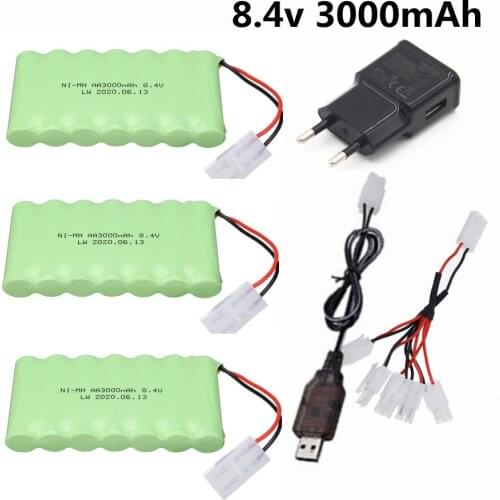 8.4v 3000mAh Battery Charger Sets For Rc toy Car Tank Train Robot Boat Gun AA NIMH 2400mAh 8.4v Rechargeable Battery Pack