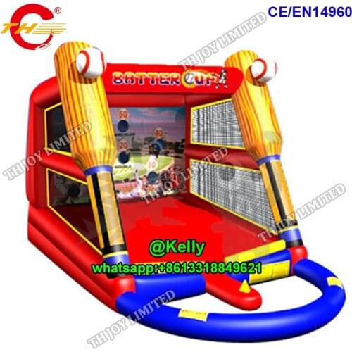 Free door shipping 6x4m inflatable baseball batter game for sale, inflatable baseball speed pitch cage carnival inflatables