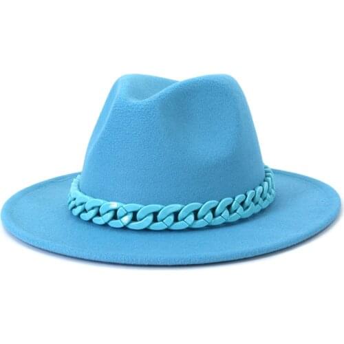 Wholesale new Fedora hat fluorescent green acrylic color chain accessories stage performance jazz hat top hat кепка мужская