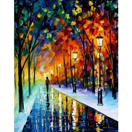 Landscape Modern paintings with Palette knife art oil on Canvas icey path Handmade high quality