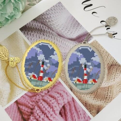 Seaside boat Craft Stich Cross Stitch Bookmark Metal Silver Golden Needlework Embroidery Crafts Counted Cross-Stitching Kit