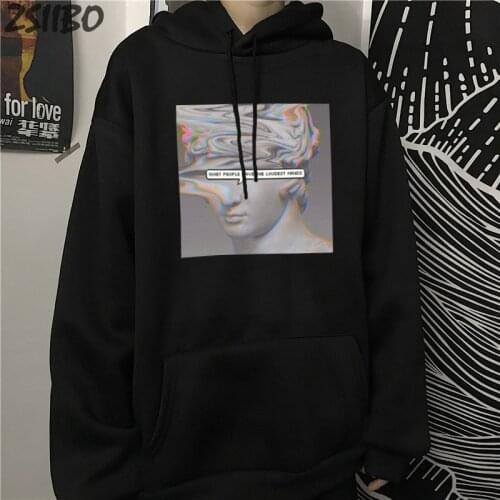 Harajuku Hoodies Unisex Funny Michelangelo Statue David Print Vaporwave Pullover HipHop Hoodie Men sweatshirt Streetwear Coat