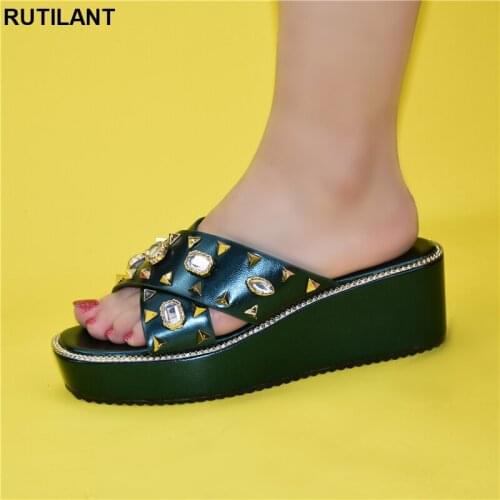 Latest Design African Party Pumps Decorated with Rhinestone Luxery Shoes Women Ladies Dress Shoes Open Toe Pumps 5.5 CM 37-42