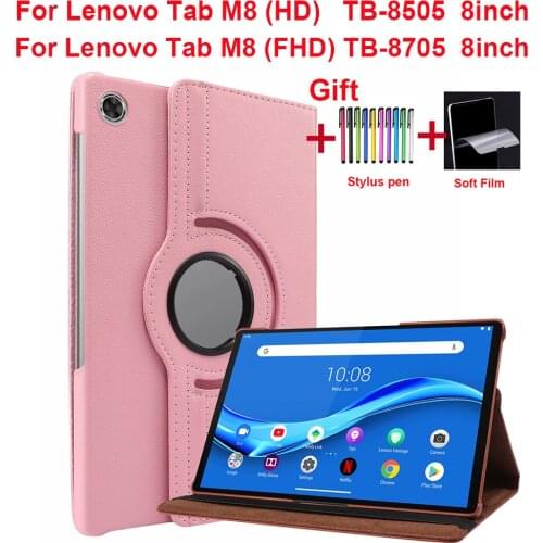 360 Rotating Stand Tablet Cover For Lenovo Tab M8 FHD TB-8705F/TB-8705N HD TB-8505F/X/FS 8" Funda Case M8 TB-8705 TB-8505 8 inch