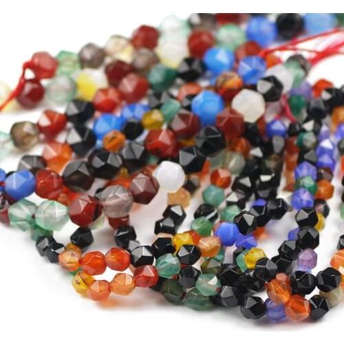 WLYeeS Big Faceted Colorful Mixed Agates beads Natural Stone Spacer loose Beads For Jewelry Making DIY Bracelet accessories 15"