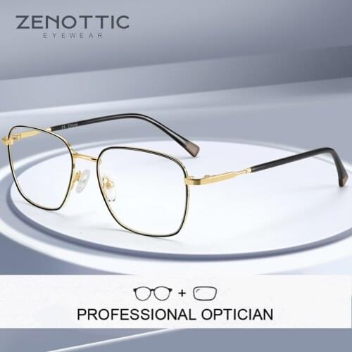 ZENOTTIC Metal Prescription Progressive Glasses Men Square Frame Anti Blue Light Photochromic Eyewear Women Optical Eyeglasses