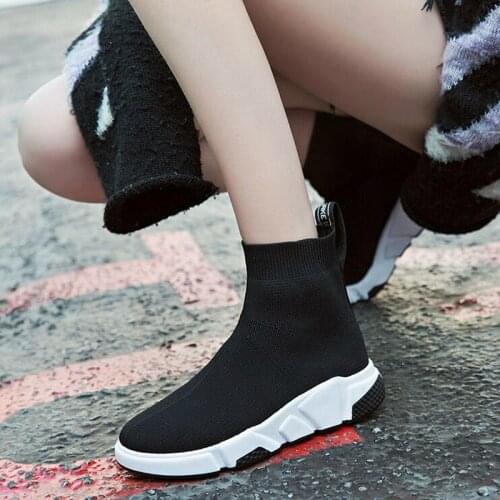 WGZNYN 2020 Stretch Sock Shoes Woman Flats Fashion Bling Women Casual Shoes Elastic Sneakers Shoes Outdoor Female Loafers W405
