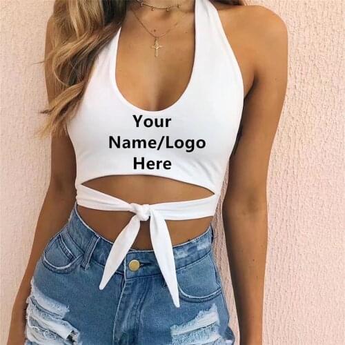 YOUR TEXT HERE Custom Print Tube Crop Beach Party Holiday Style Tube Top Bow-Knot Personalized Words Bandeau Sexy Hot Tube Top