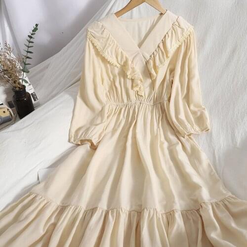 Baldauren Elastic Elastic High Waist Dresses Women Puff Sleeve Ruffles Spliced V-Neck A-line Solid Clothing 2021 Summer sexy