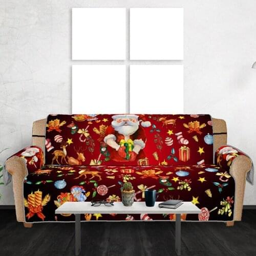 1/2/3 Seater Christmas Santa Claus Printed Sofa Cover Stretch Couch Cover Sofa Covers For Living Room Slipcover Decorate